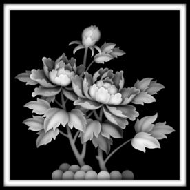 小牡丹花精雕灰度图