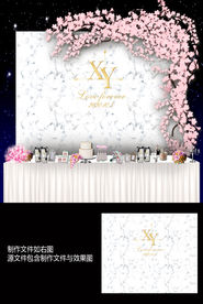白金色大理石婚礼迎宾背景