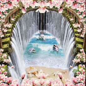 3D立体海豚地板画