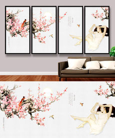 新中式花鸟画 梅花图