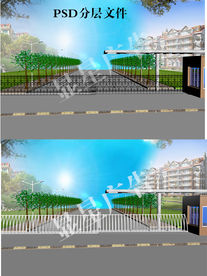 小区电子门绿化效果图