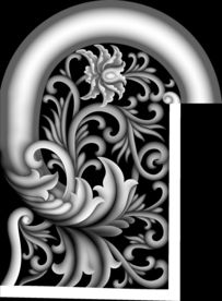 牡丹花洋花扶手精雕浮雕灰度