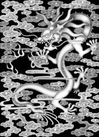 祥云单龙精雕浮雕灰度