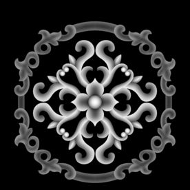 圆形洋花门上花精雕浮雕灰度