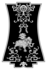 大象铜钱背板精雕浮雕灰度