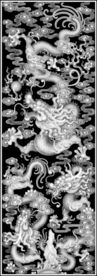 双龙祥云精雕浮雕灰度图