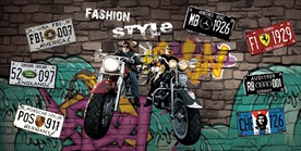 个性涂鸦摩托装饰画背景墙