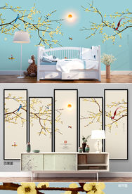 手绘花鸟画 新中式装饰画