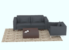 黑色办公组合沙发模型