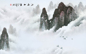 写意山水新中式背景墙