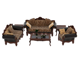 欧式家居棕色花纹组合沙发