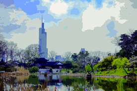 油画风景无框画湖