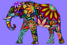 超巨大异域民族风彩色大象