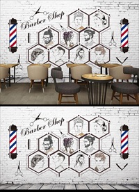 美发理发装饰画背景墙