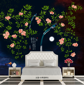 写意 写实 大气 唯美花鸟壁画