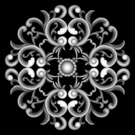 圆形洋花精雕浮雕灰度图
