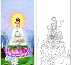观音坐莲 高清印刷路径矢量