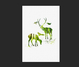 北欧风格 麋鹿 欧式风格 壁画