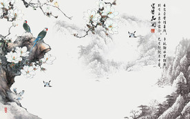 富贵花开中国风背景墙