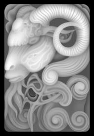 神羊浮雕精雕灰度