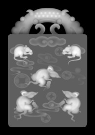 五只老鼠精雕浮雕灰度