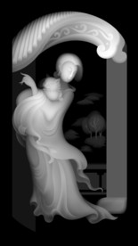 人物浮雕玉雕美女精雕灰度