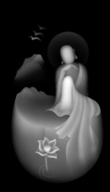 悟道荷花精雕浮雕灰度