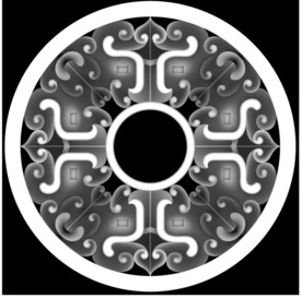 仿古玉雕圆盘浮雕精雕灰度