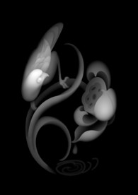 荷花花鸟浮雕精雕灰度