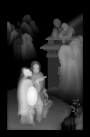 山水人物浮雕精雕灰度