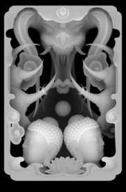 荷花佛像龙精雕浮雕灰度46牌