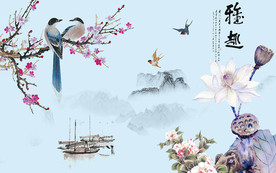 雅趣花鸟背景墙