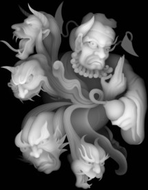 钟馗浮雕精雕灰度46牌