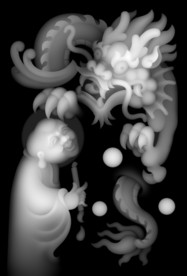 画龙点睛46牌浮雕精雕灰度