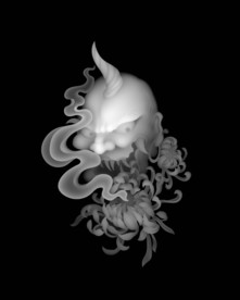 花心鬼头浮雕精雕灰度46牌