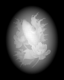 荷花鲤鱼浮雕精雕灰度46牌