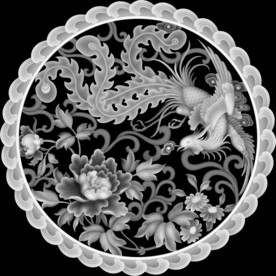 凤凰牡丹圆形挂屏精雕浮雕