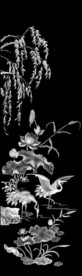 屏风荷花精雕浮雕灰度