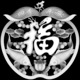 福字双鱼四季平安镂空挂屏精雕