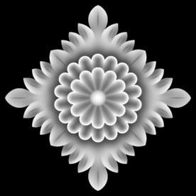 方形洋花精雕浮雕灰度