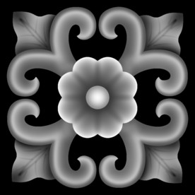 方形洋花精雕浮雕灰度