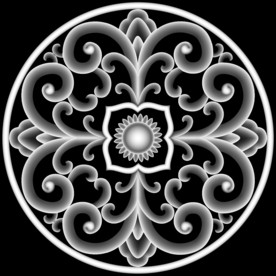 圆形洋花精雕灰度