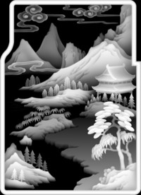 山水浮雕精雕灰度