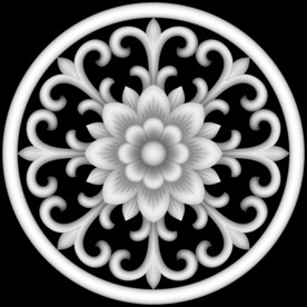 圆形欧式洋花精雕浮雕灰度