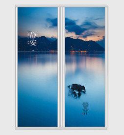 清新唯美风景移门