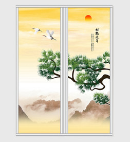 松鹤延年装饰画移门