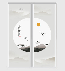 雅致中国风装饰画移门