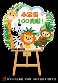 宝森林动物生日宴百日指示牌水牌