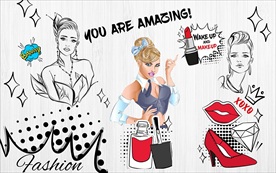 美女化妆品装饰画背景墙