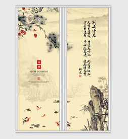 唯美中国风山水风景移门